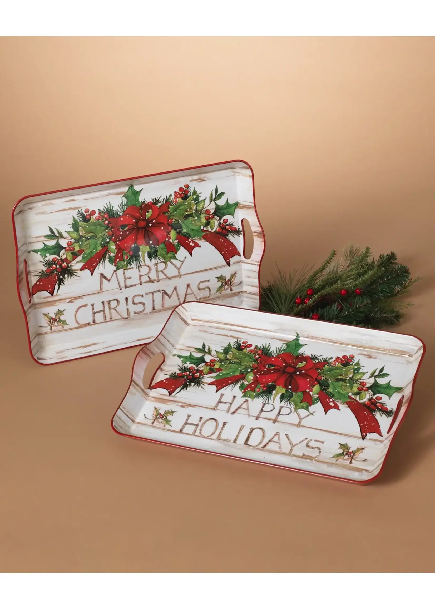 17.3"L HOLIDAY DESIGN TRAY - Merry Christmas