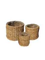 SEAGRASS CYLINDER BASKET W/PLASTIC LINER 9”