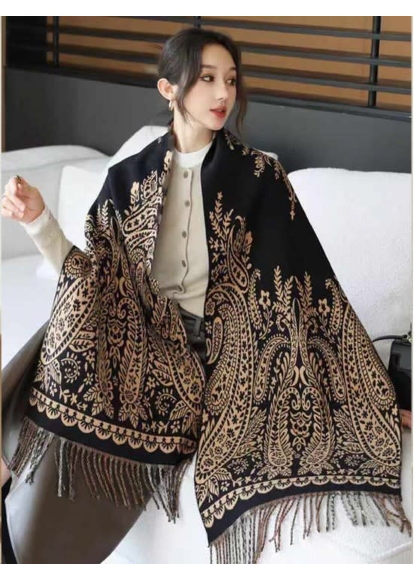 Designer Inspired Blanket Scarf w/ Tassels
