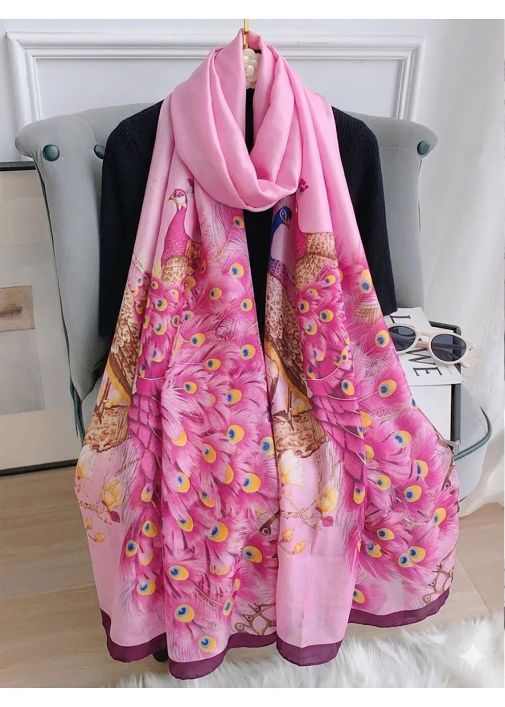 Premium Silk Feeling Spring Print Scarf