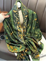 Premium Silk Feeling Green Garden Print Scarf