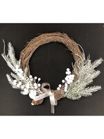 XMAS WREATH WHITE BERRIES AND CONES 14"