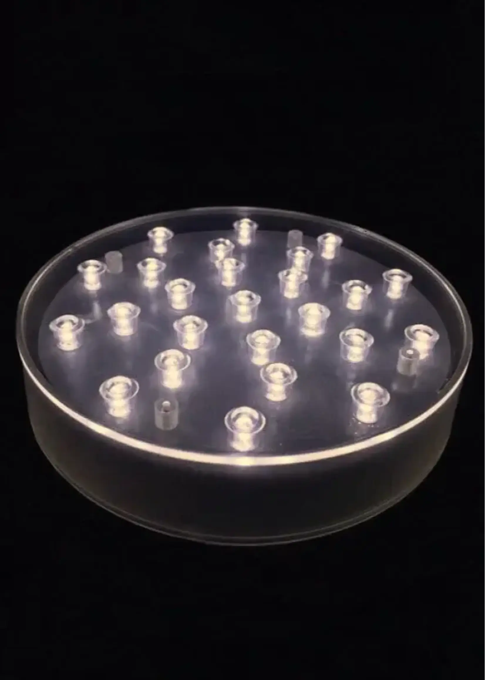 6" ROUND ACRYLIC BASE WITH 25 WARM WHITE LED LIGHTS