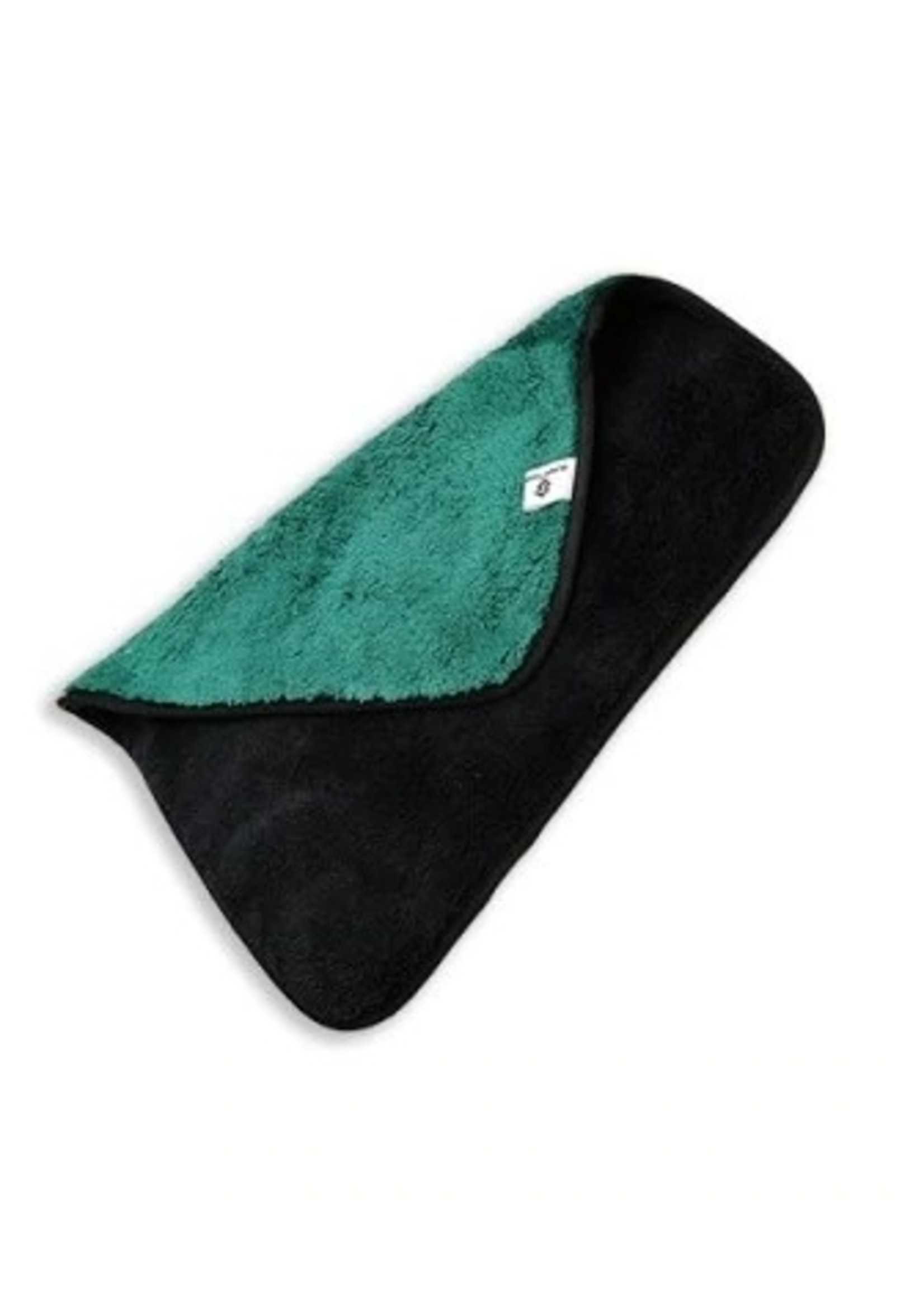 GST 16" x 16" Black / Green Dual Faced Microfiber Towel