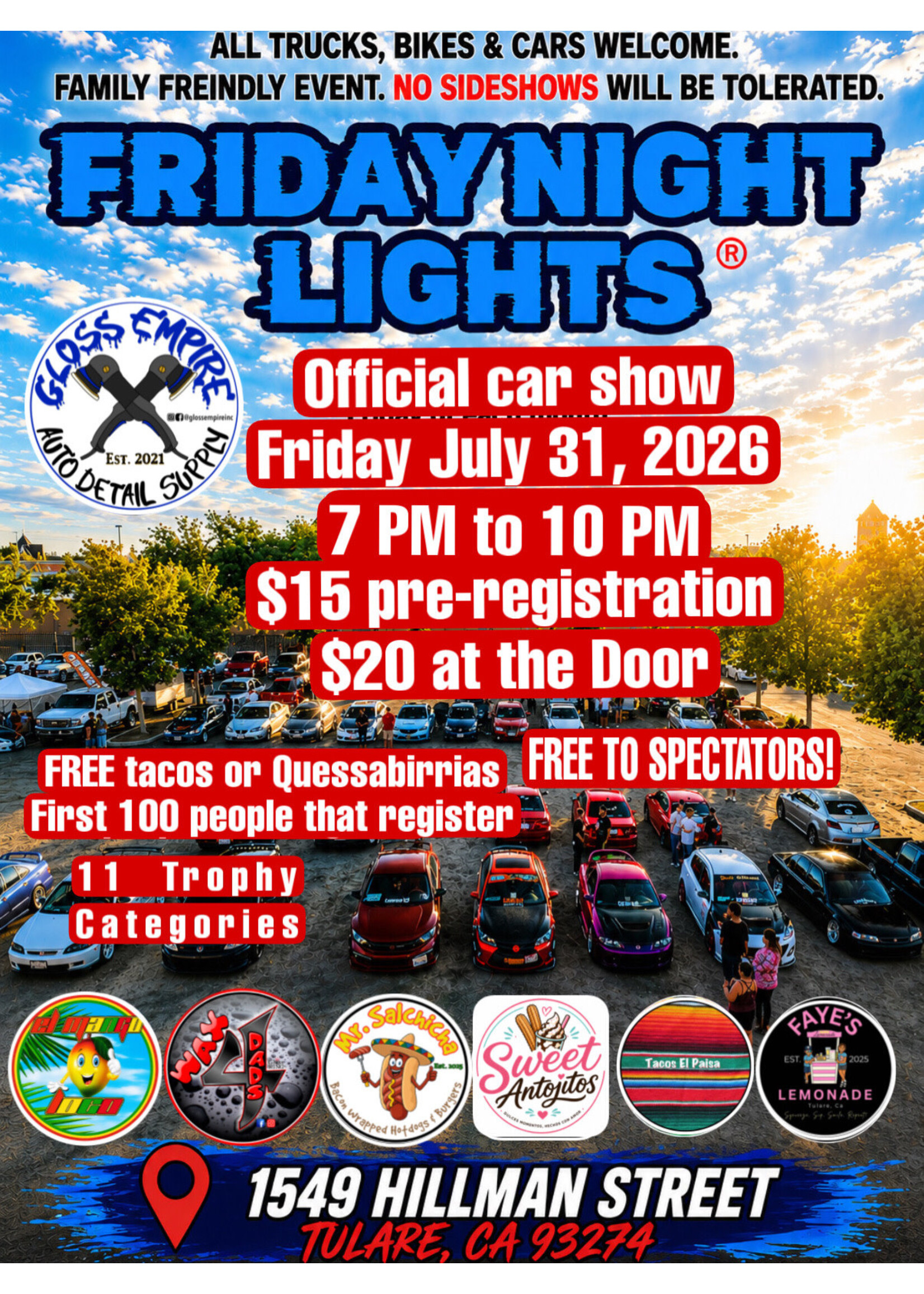 FNL Car show entry fee