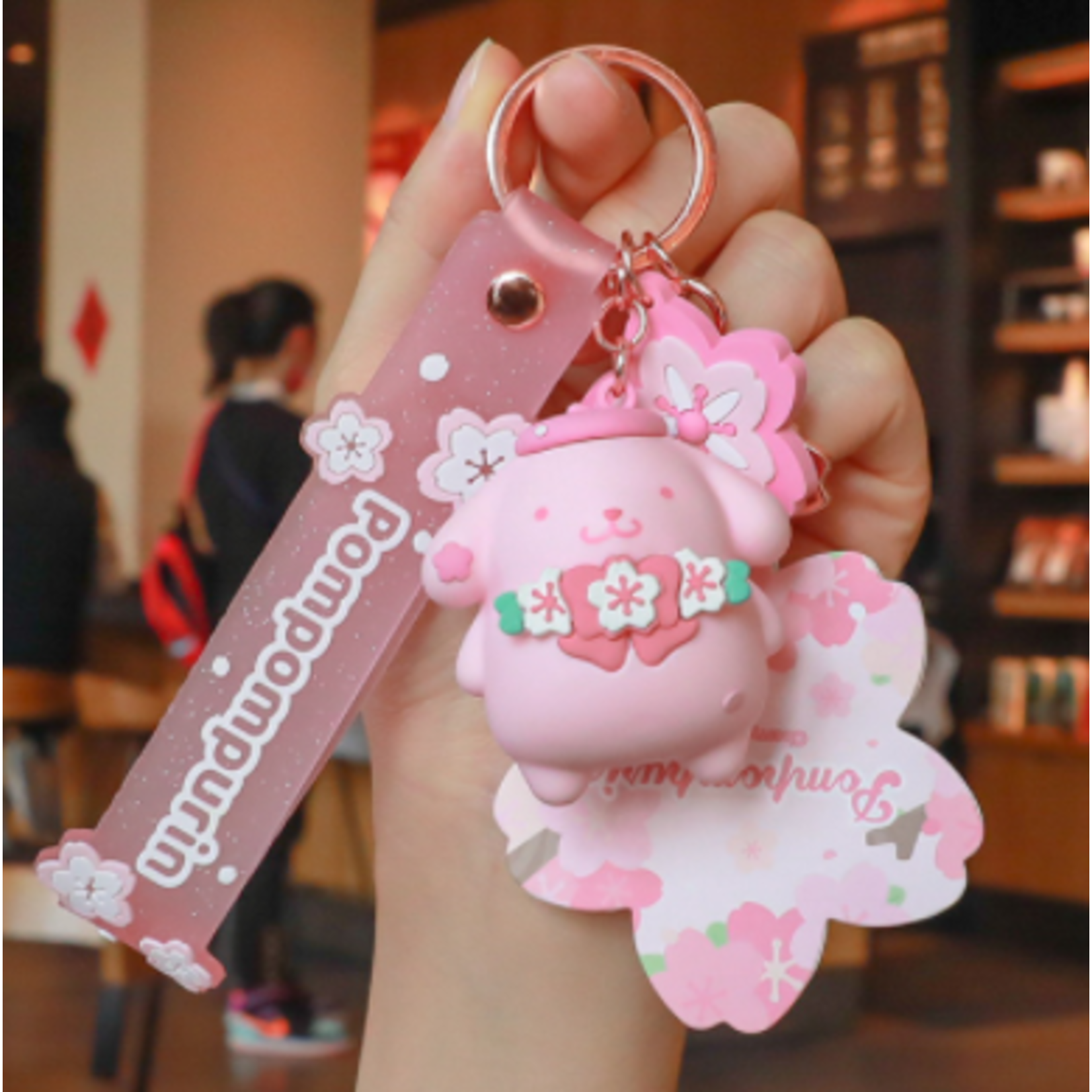 Sanrio Cherry Blossom Pompompurin Keychain