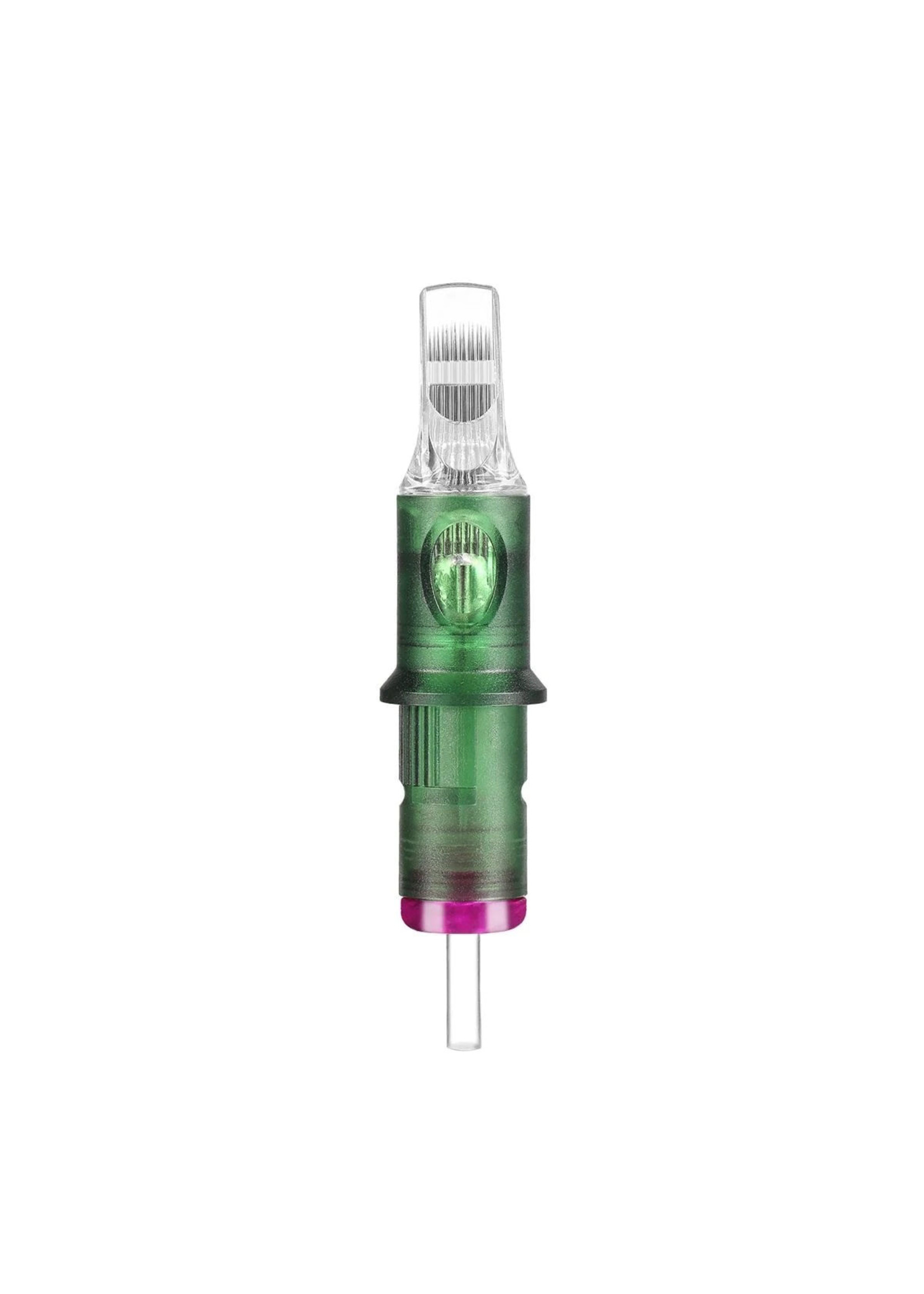 Artistic Tattoo Supply Inc. Artistic Tattoo Supply - ATS Green - Needle Cartridge - DC1015BPCM - Closed - Extra Long Taper - Great for Black and Grey work - 0.30mm - Curved Magnum - Bugpin - Box of 20pcs