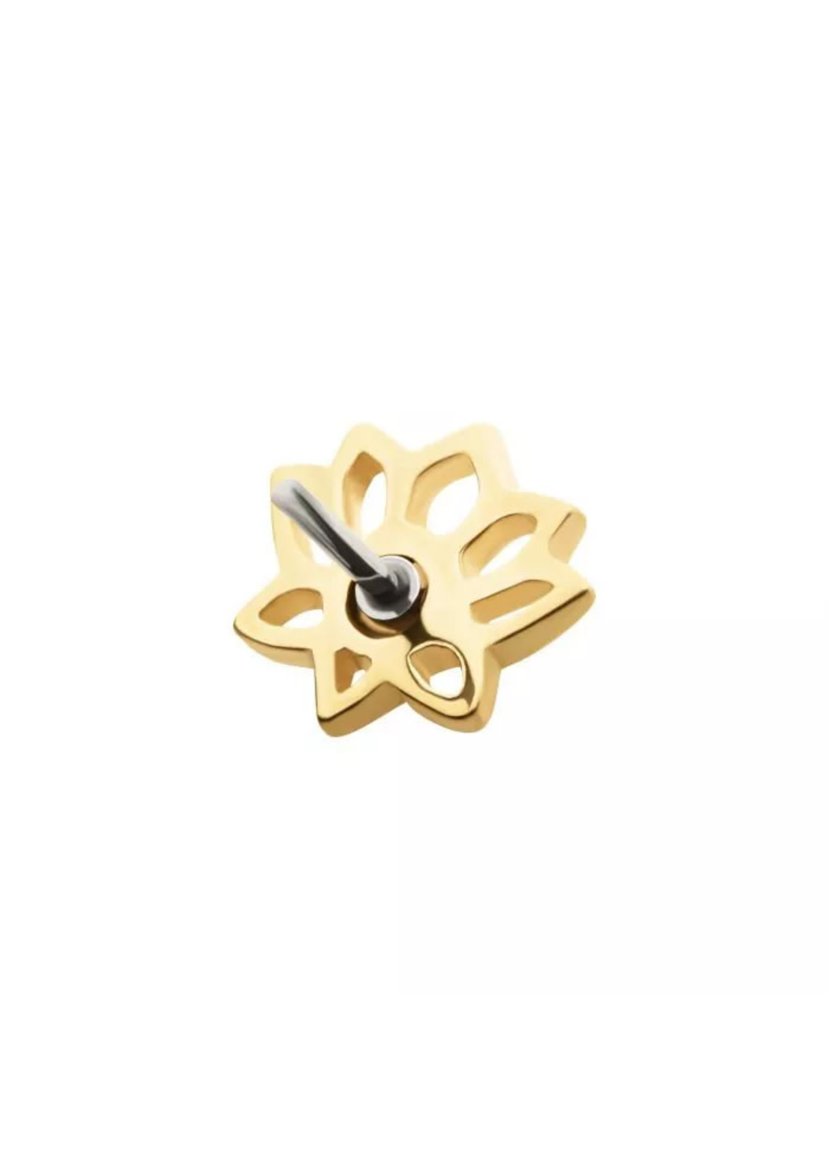 Invictus 14Kt Yellow Gold Threadless with CZ/Opal Lotus Flower Top