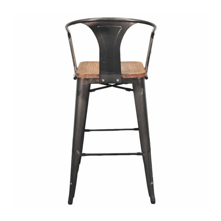 METRO ARM STOOL WOOD SEAT, GUNMETAL