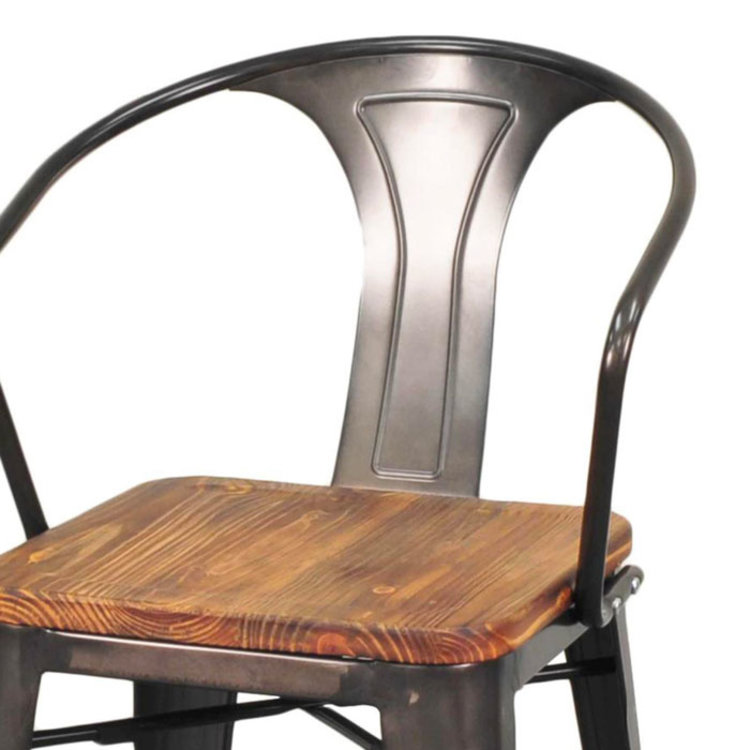 METRO ARM STOOL WOOD SEAT, GUNMETAL