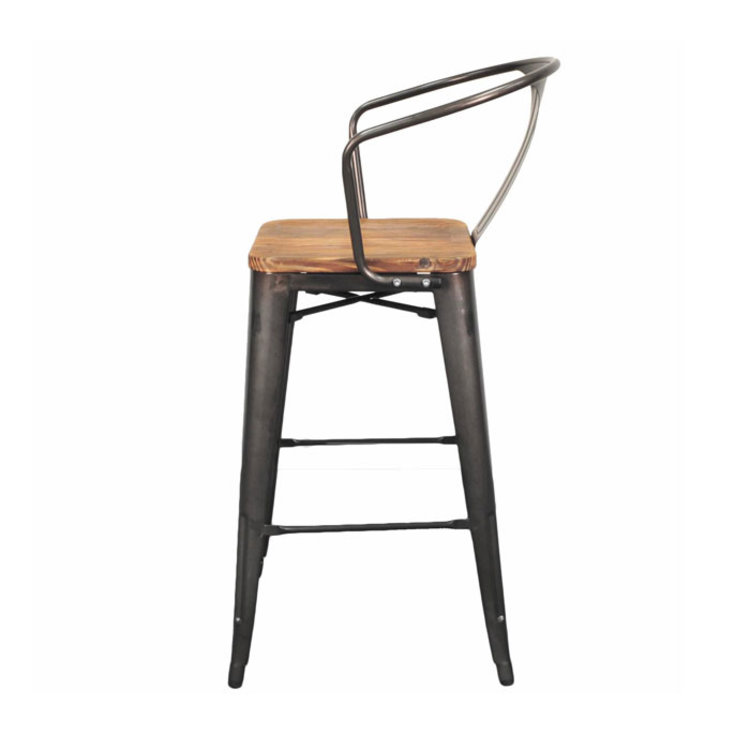 METRO ARM STOOL WOOD SEAT, GUNMETAL