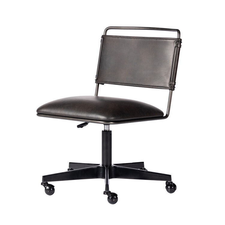 WHARTON DESK CHAIR, DISTRESSED BLACK