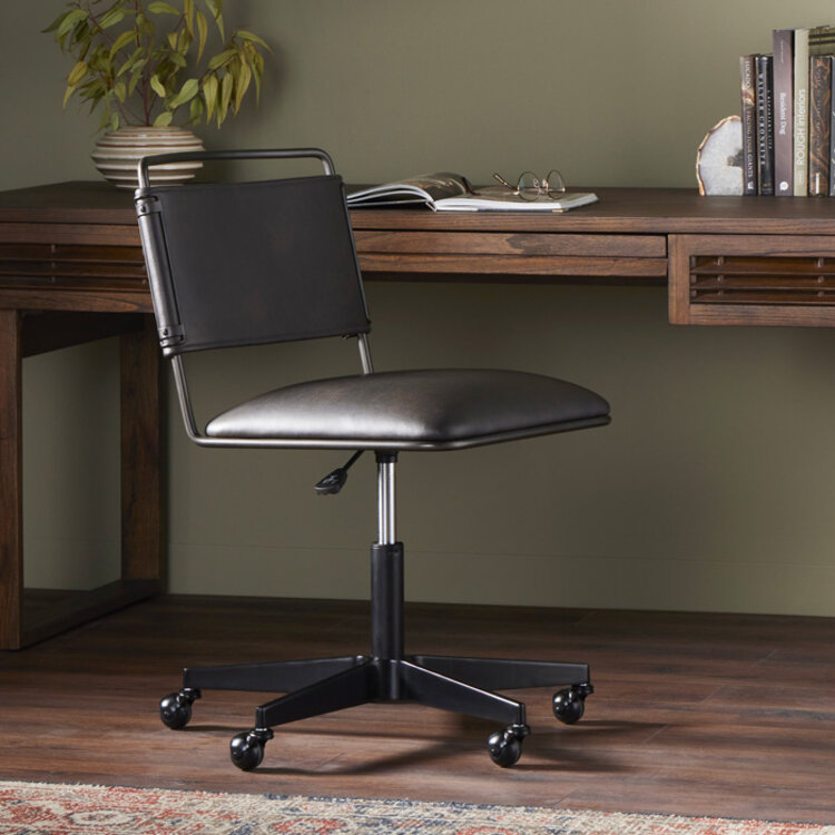 WHARTON DESK CHAIR, DISTRESSED BLACK