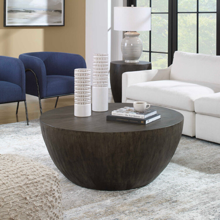 LARKE ROUND COFFEE TABLE, WALNUT