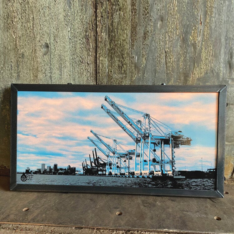 PORT CRANES SUNSET BALTIMORE