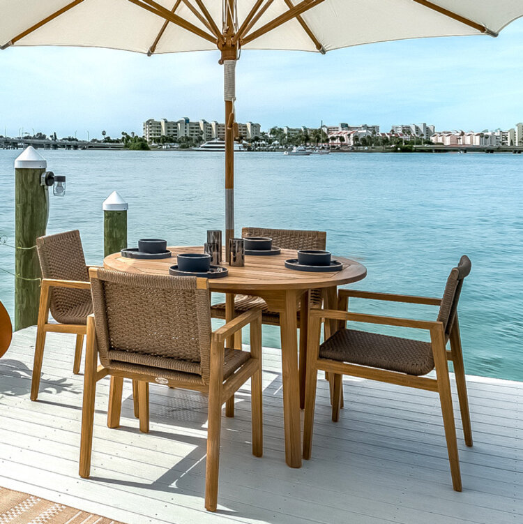 ROYAL TEAK HALSEY OUTDOOR ROUND DINING TABLE