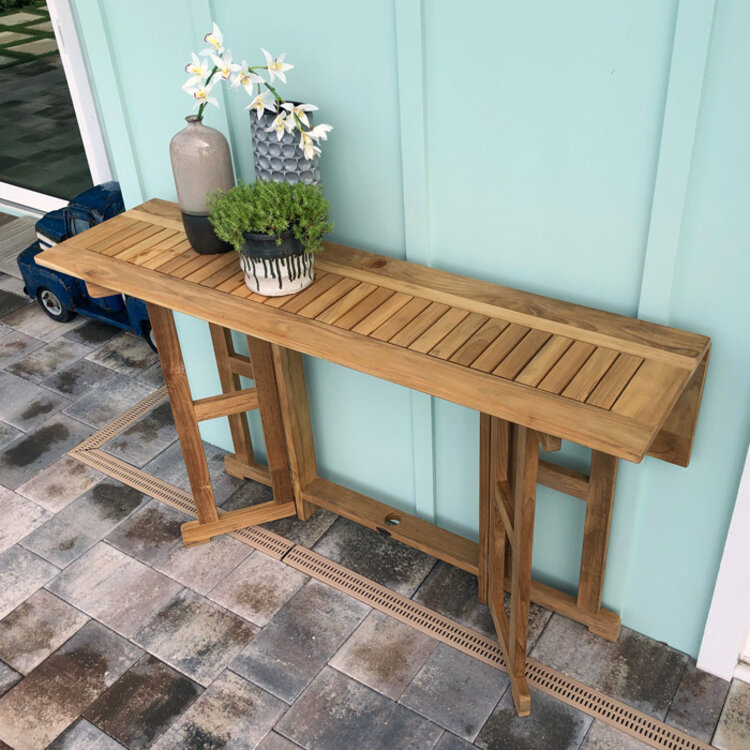 ROYAL TEAK HALSEY OUTDOOR DROP LEAF PUB TABLE