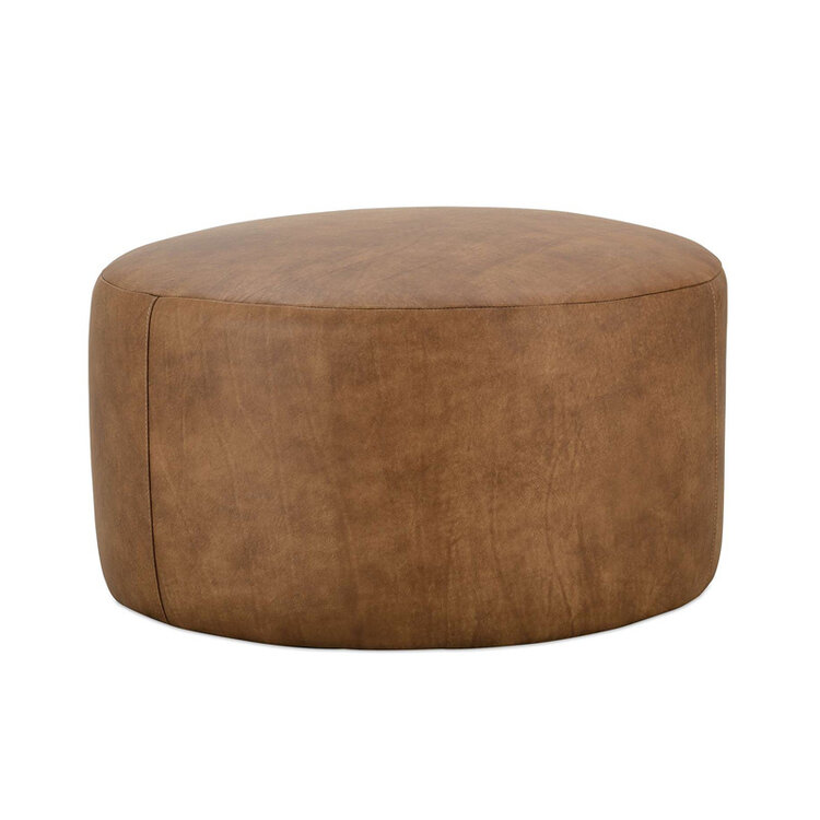 CELLO ROUND LEATHER OTTOMAN