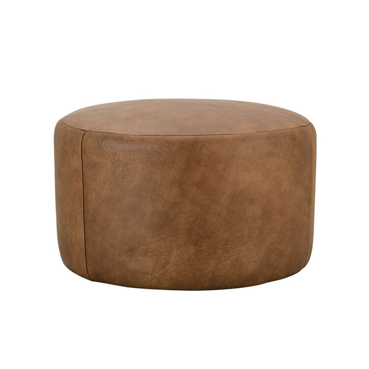 CELLO ROUND LEATHER OTTOMAN