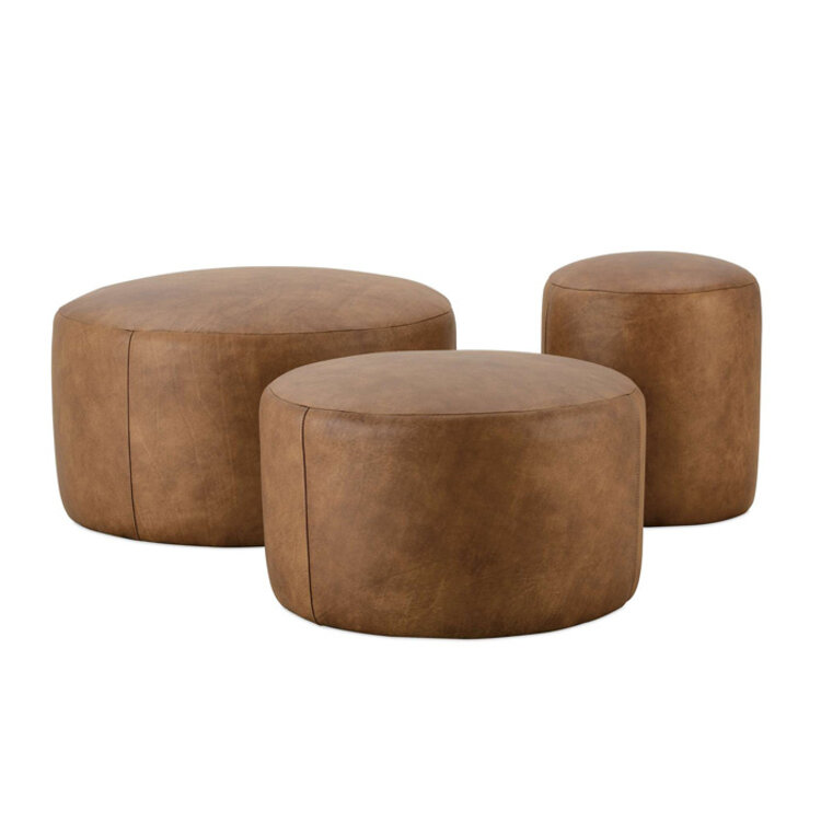 CELLO ROUND LEATHER OTTOMAN