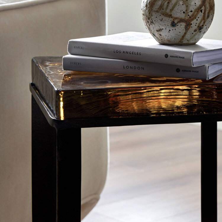 LENNIE CAST GLASS END TABLE
