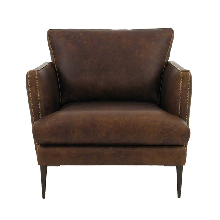 ROCKFORD WHOLESALE NEZBIT LEATHER CHAIR, TOBACCO