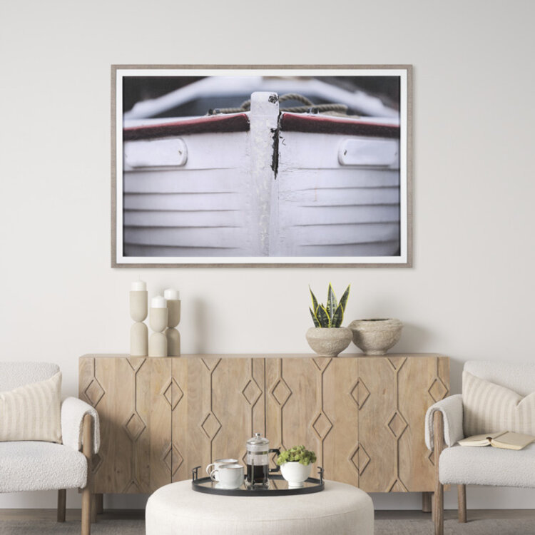 WAITING FOR THE TIDE GLASS FRAMED PRINT