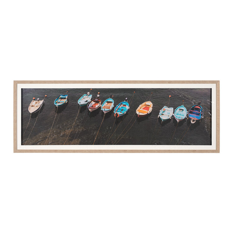 NEATLY MOORED GLASS FRAMED PRINT