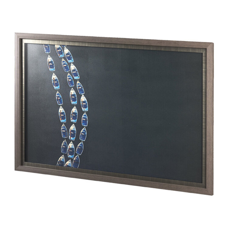 SITTING BOATS GLASS FRAMED PRINT