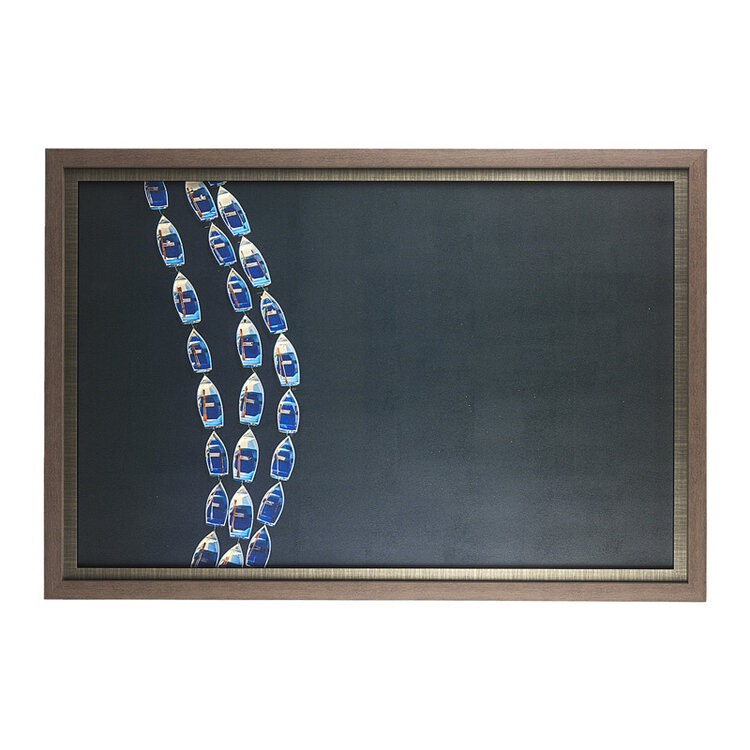 SITTING BOATS GLASS FRAMED PRINT