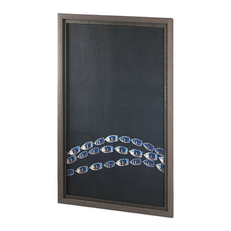SITTING BOATS GLASS FRAMED PRINT