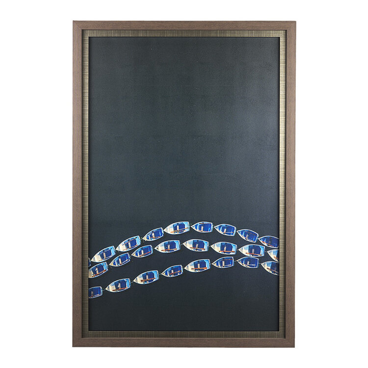 SITTING BOATS GLASS FRAMED PRINT