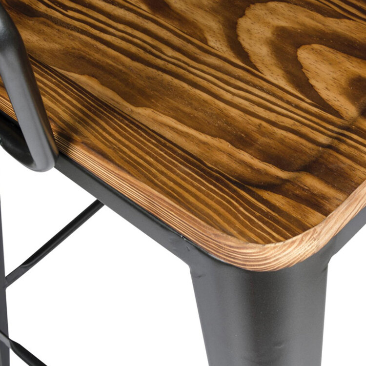 METRO ARM STOOL WOOD SEAT, GUNMETAL