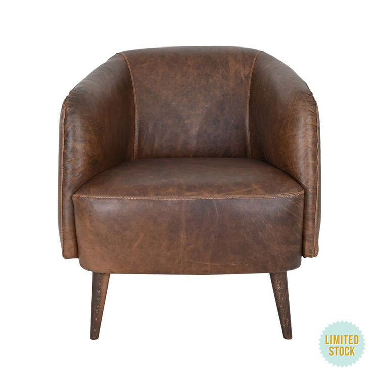 ROCKFORD WHOLESALE BANU LEATHER CHAIR, TOBACCO