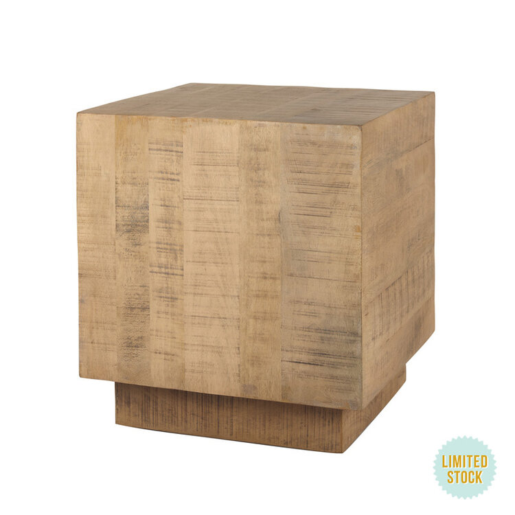 HALDEN END TABLE, LIGHT BROWN