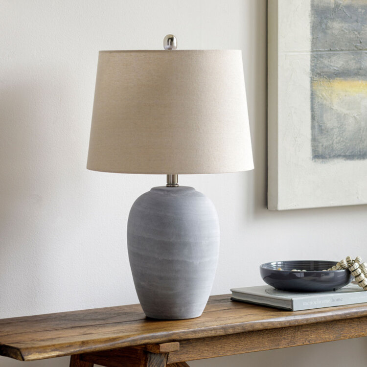 MATERA TABLE LAMP, ANTIQUED GRAY