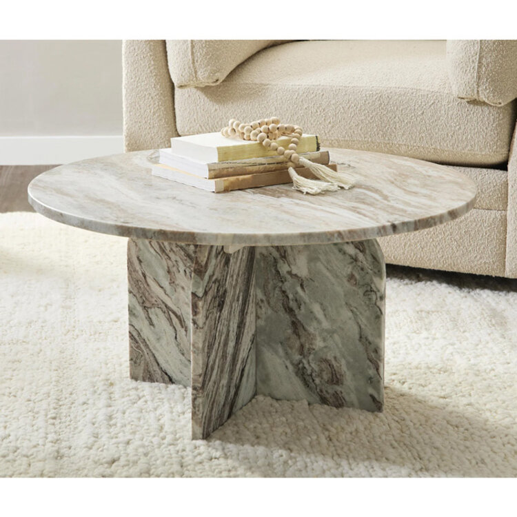 REHILA ROUND MARBLE COFFEE TABLE
