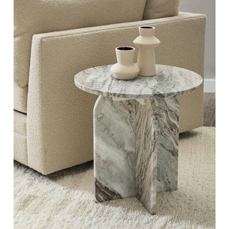 REHILA ROUND MARBLE END TABLE