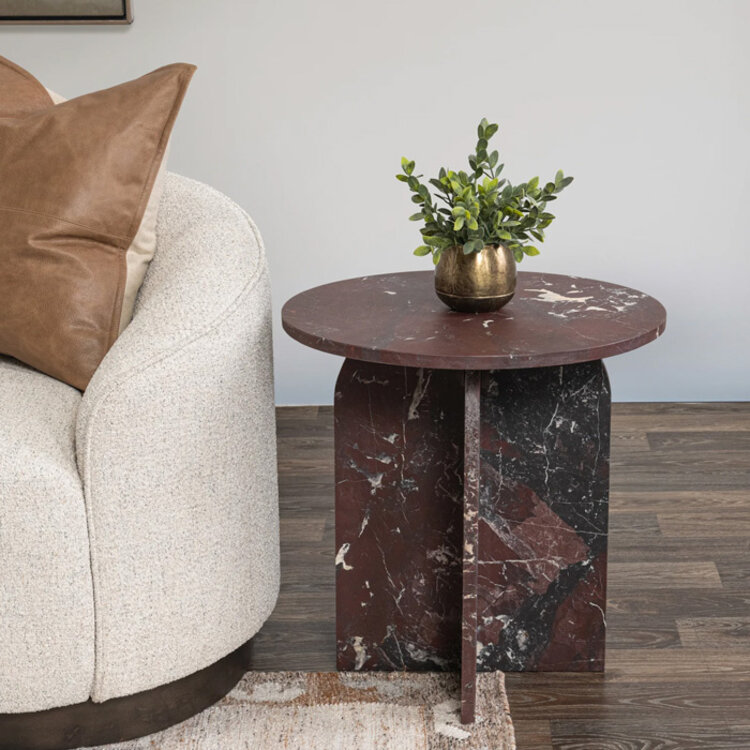 REHILA ROUND MARBLE END TABLE