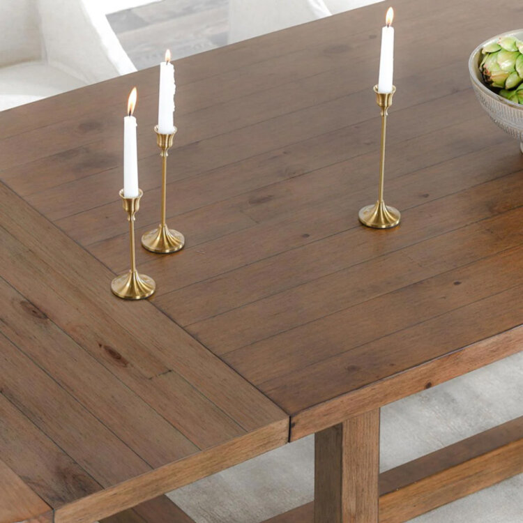 LAYNE EXTENSION DINING TABLE, SMOKE BROWN