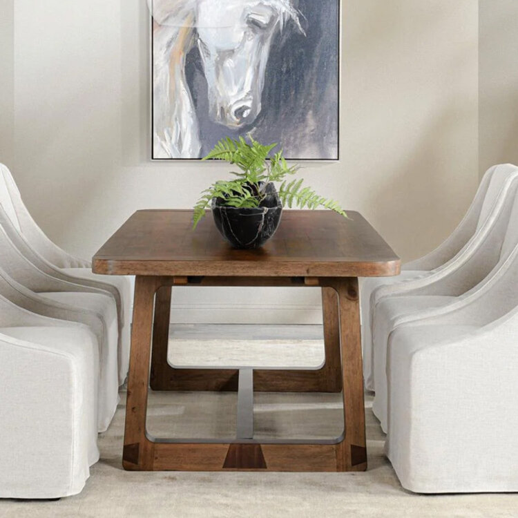 LAYNE EXTENSION DINING TABLE, SMOKE BROWN