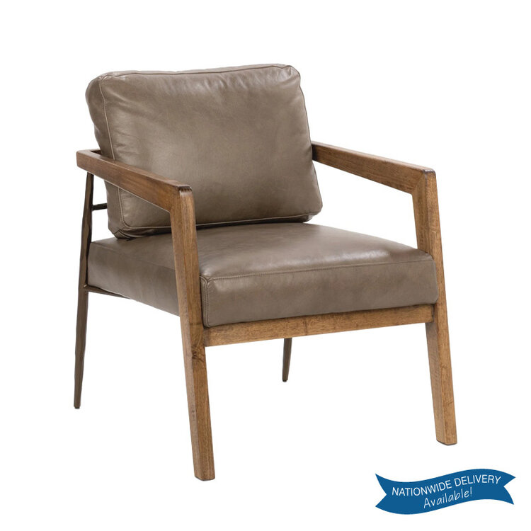 LYLE LEATHER CHAIR, TRUFFLE BROWN