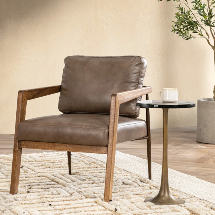LYLE LEATHER CHAIR, TRUFFLE BROWN