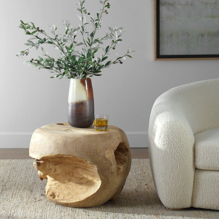 SOLAR SIDE TABLE, BLEACHED TEAK