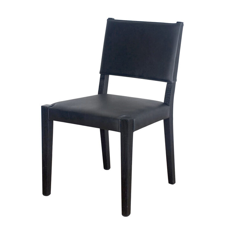 GADOT DINING CHAIR, BLACK LEATHER