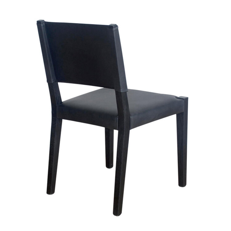 GADOT DINING CHAIR, BLACK LEATHER