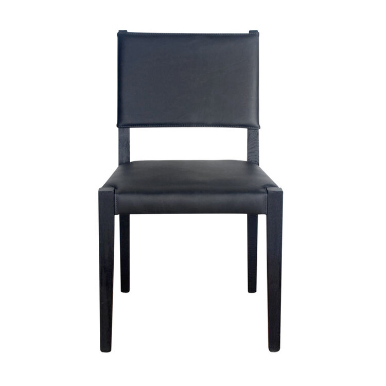 GADOT DINING CHAIR, BLACK LEATHER