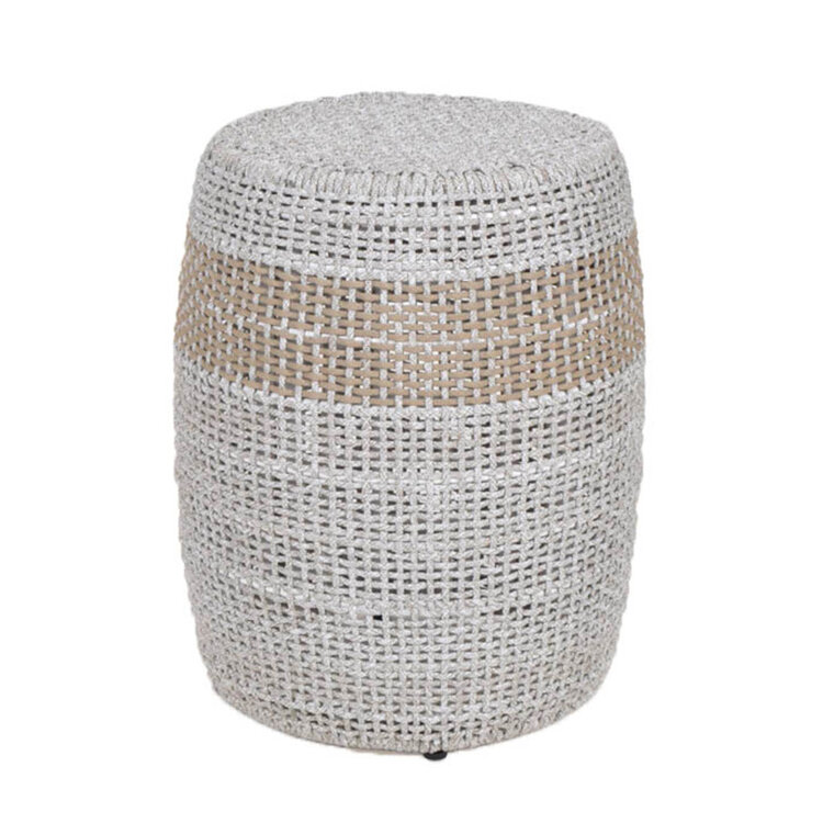 CRANE OUTDOOR SIDE TABLE, WHITE & TAUPE