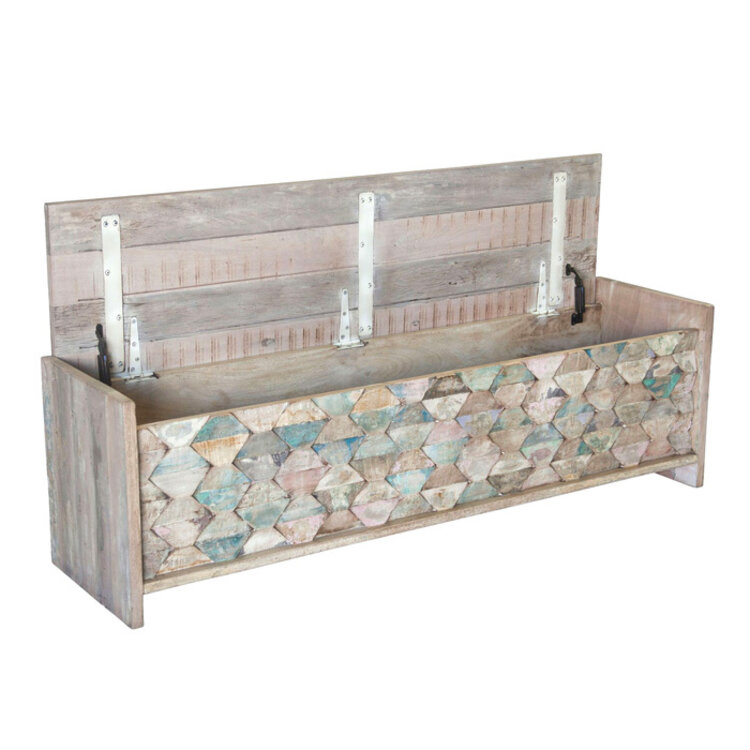 HOME TRENDS DESIGN MALTA STORAGE BENCH, VINTAGE TEAL