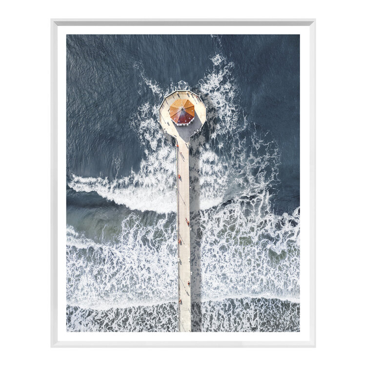 PIER FROM ABOVE FRAMED PRINTS